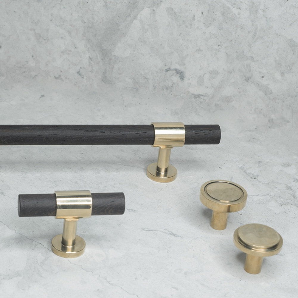 SIGNATURE 20 polished brass / wenge - luxury hardware collection with knobs, T-bars, pull bars by BRANDT Collective
