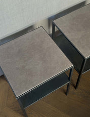 LAGO metal table - metal & leather (ARCHVE PICK-UP)