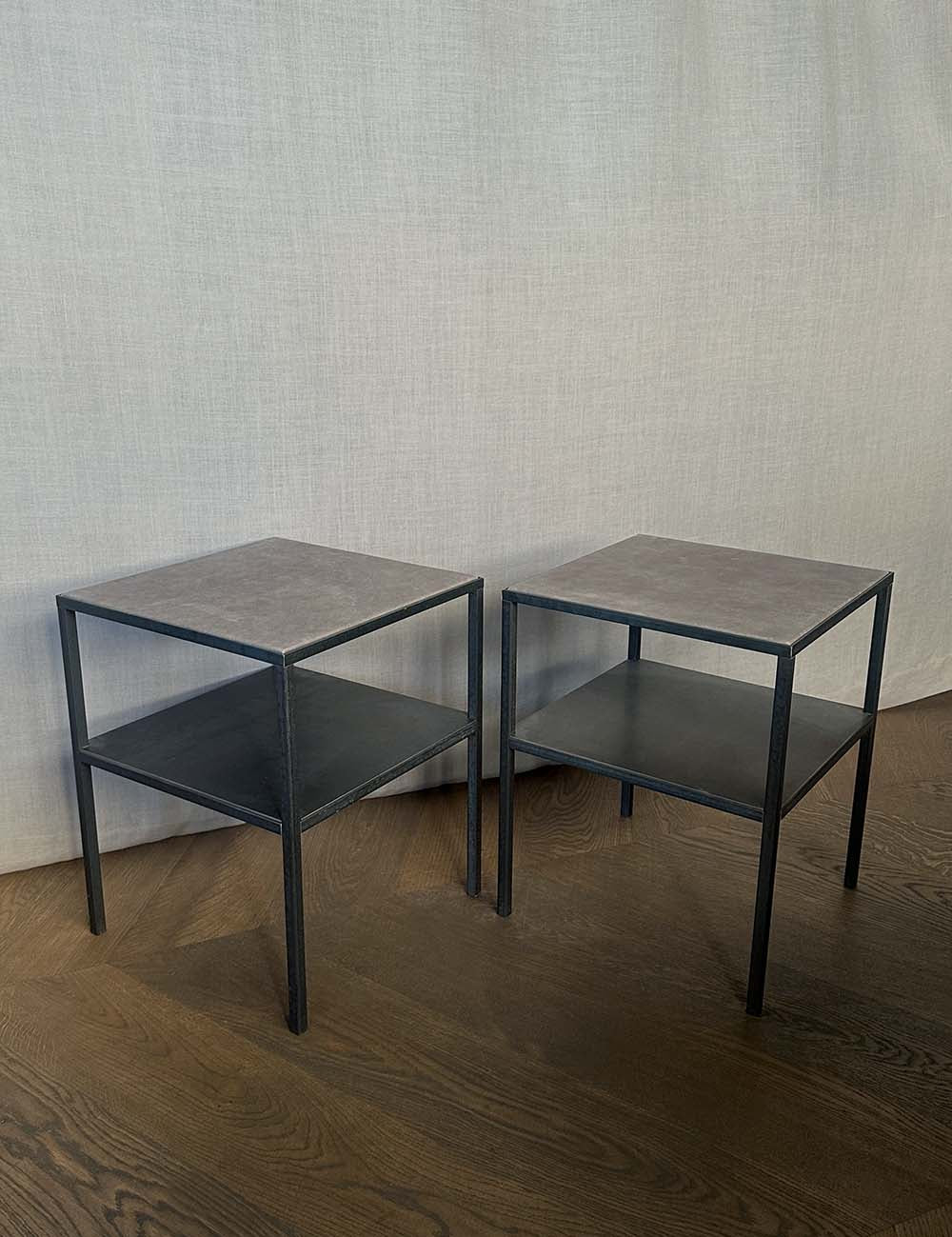 LAGO sidebord - metal & læder 45x45