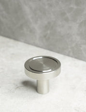 CHISEL Knob in Brushed Nickel. Elegant cabinet hardware designed by BRANDT Collective.