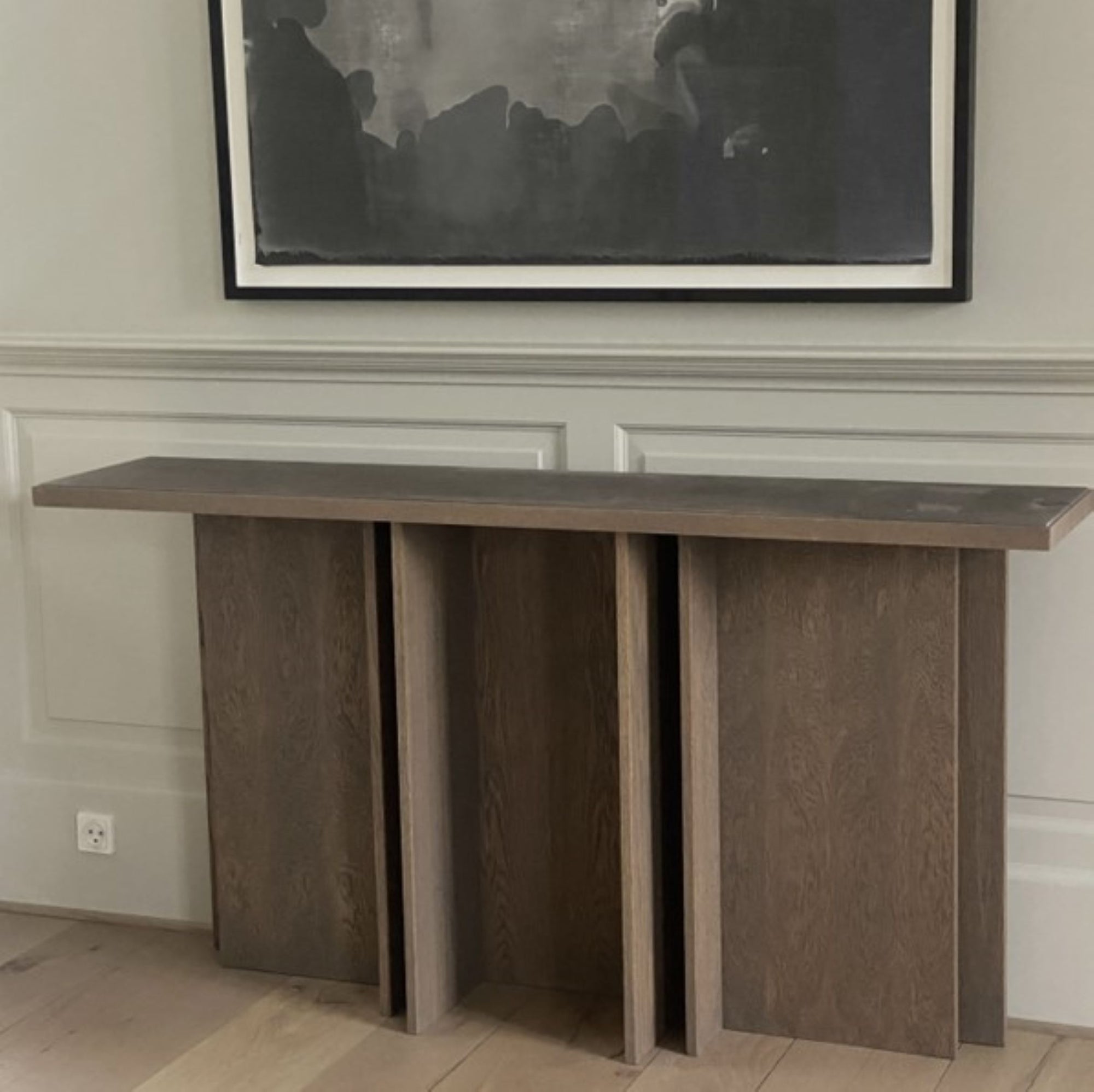BRANDT Collective CROSS console table in wood with leather top