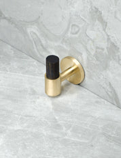 SIGNATURE 30 END knob in Brushed Brass/Wenge. Luxury cabinet hardware made of solid brass by BRANDT Collective.