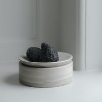 BRANDT Collective EDO canister Low in beige marble chalk grey by BRANDT Collective