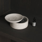 BRANDT Collective EDO canister Low in beige marble chalk grey by BRANDT Collective