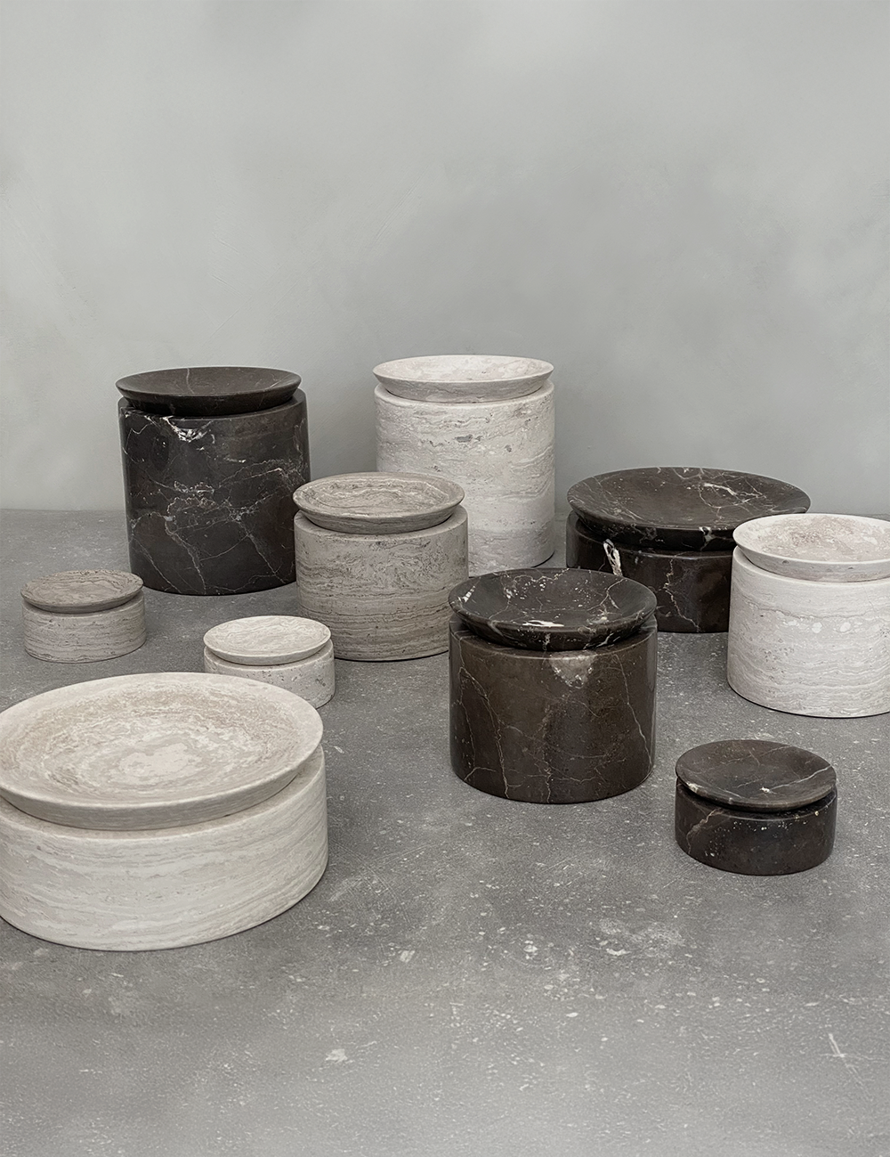  BRANDT Collective EDO canister low in Smoke Grey marble