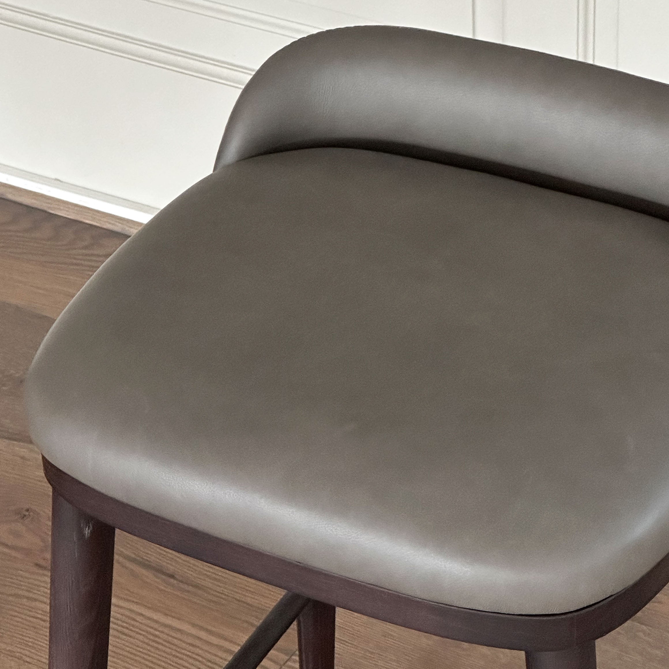 CAINE barstool by BRANDT Collective in dark brown and Leather Greige. Designer Julie Brandt