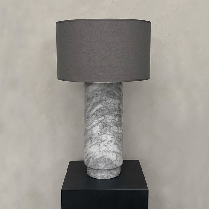 BRANDT Collective AVA table lamp in white marble and grey shade