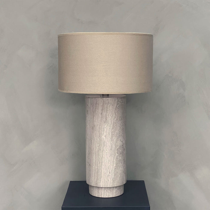 BRANDT Collective AVA table lamp in light grey marble and beige shade