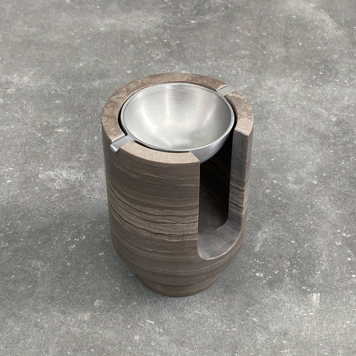 BRANDT Collective AURA Oil Burner in grey marble  SG and aluminium bowl