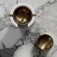BRANDT Collective AURA Oil Burner in White marble with brass bowl
