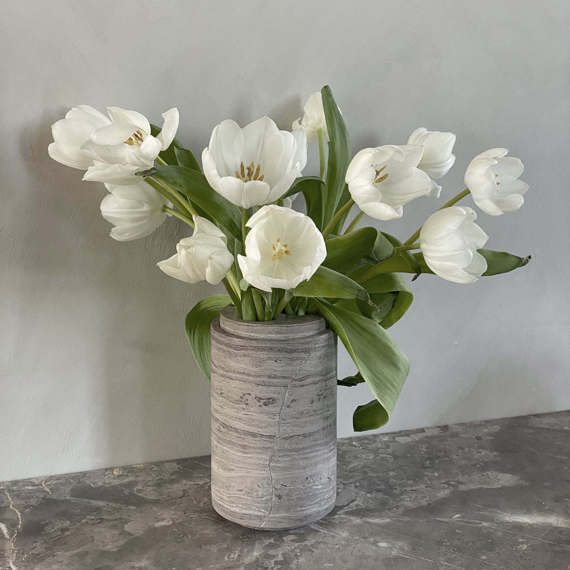 BRANDT Collective stem vase M in grey marble