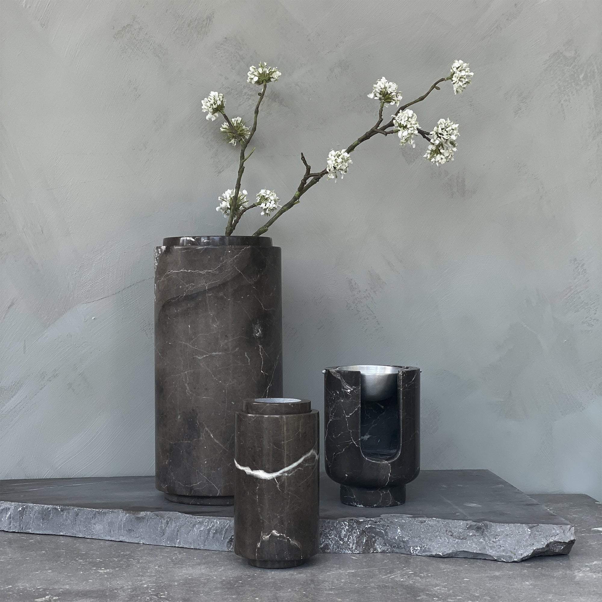BRANDT Collective STEM vase s in black marble SB