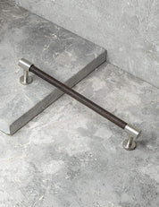 REFINED END pull bar 186 mm in Brushed Nickel/Wenge. Modern cabinet hardware made of solid brass by BRANDT Collective.