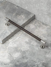 REFINED END pull bar handle 186 mm in Polished Nickel/Wenge. Luxury cabinet hardware made of solid brass by BRANDT Collective. 