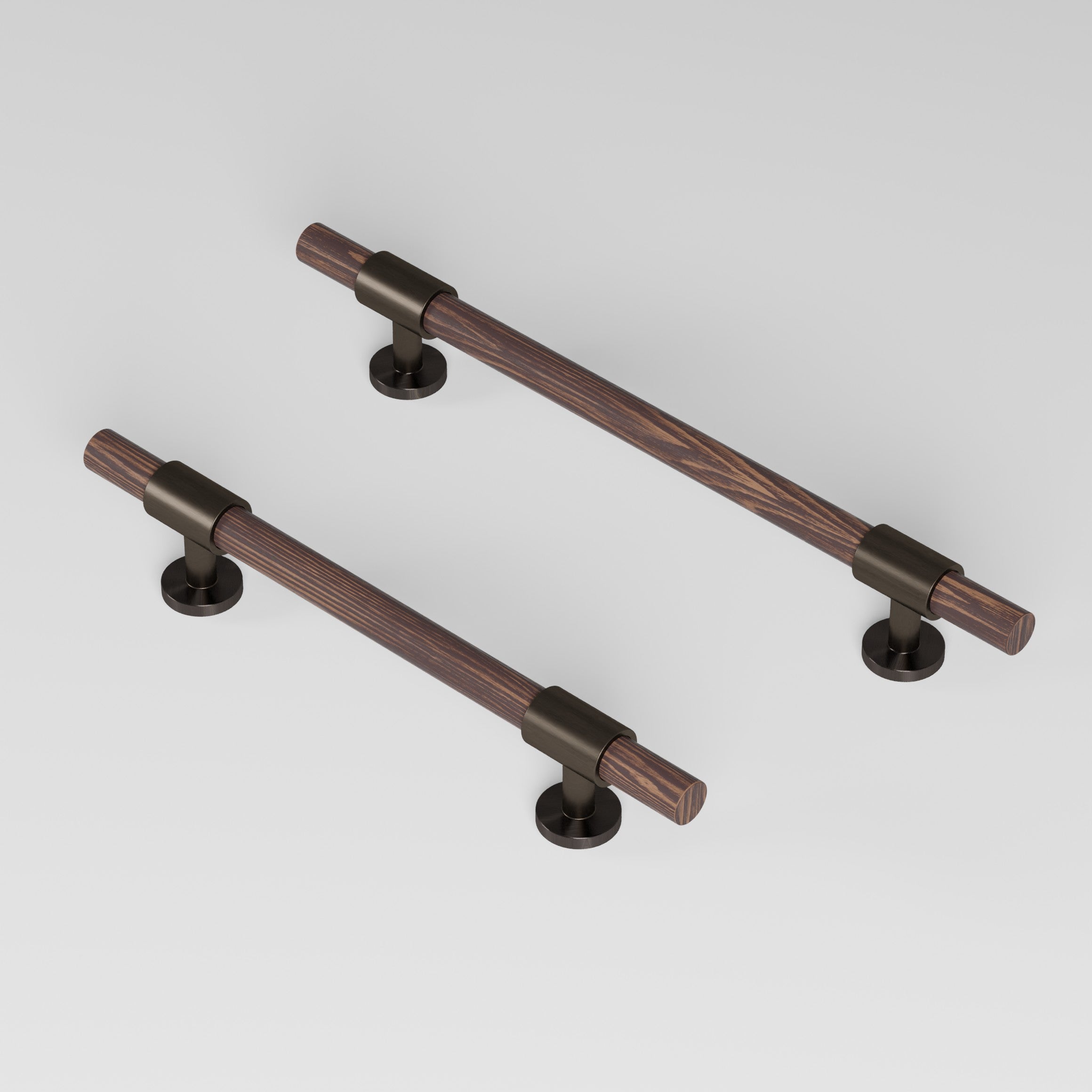 REFINED Pull bar 150 mm in burnished brass and wenge by BRANDT Collective luxury cabinet hardware