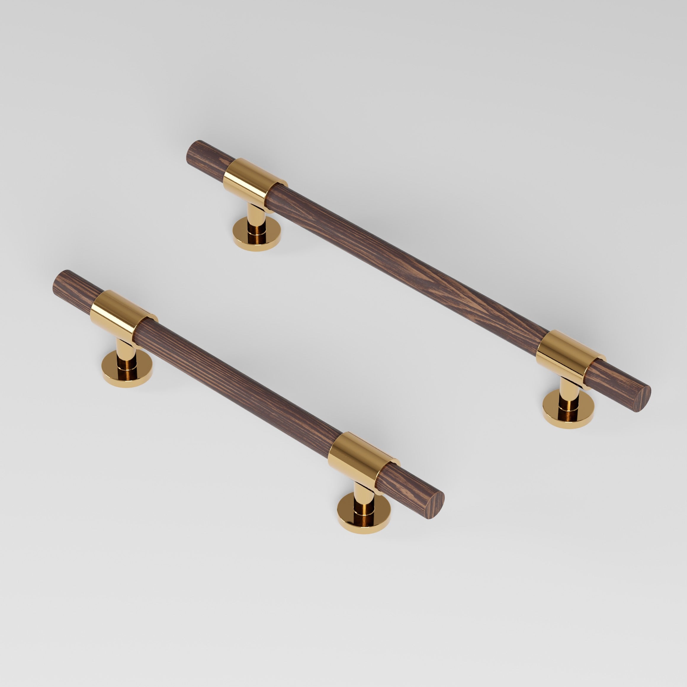 REFINED Pull bar 150 mm in polished brass and wenge by BRANDT Collective luxury cabinet hardware