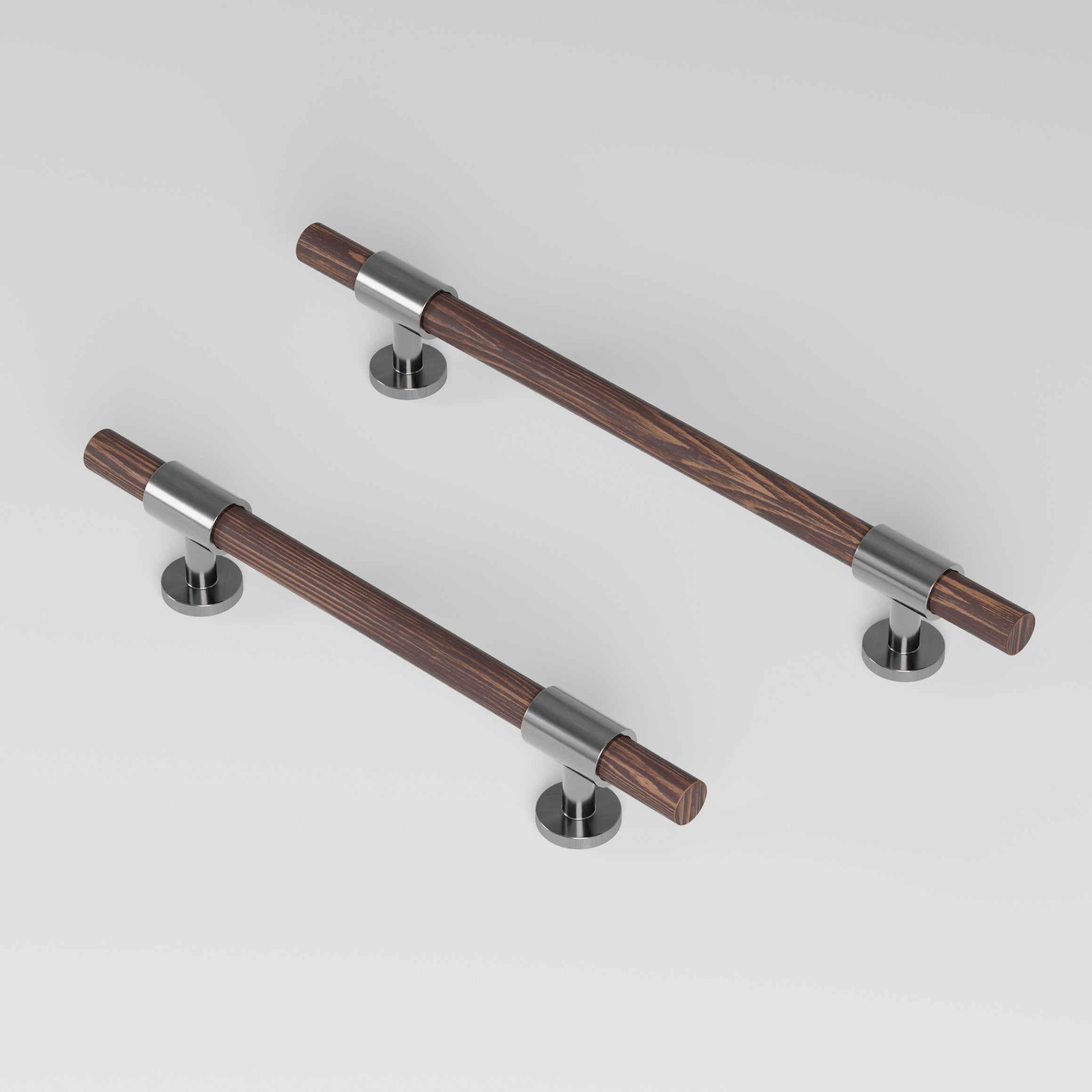 REFINED Pull bar 150 mm in brushed nickel and wenge by BRANDT Collective luxury cabinet hardware