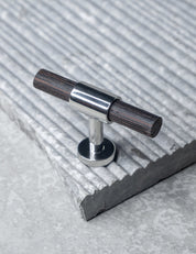 REFINED T-bar 54 mm in Polished Nickel/Wenge. Modern kitchen hardware made of solid brass by BRANDT Collective.