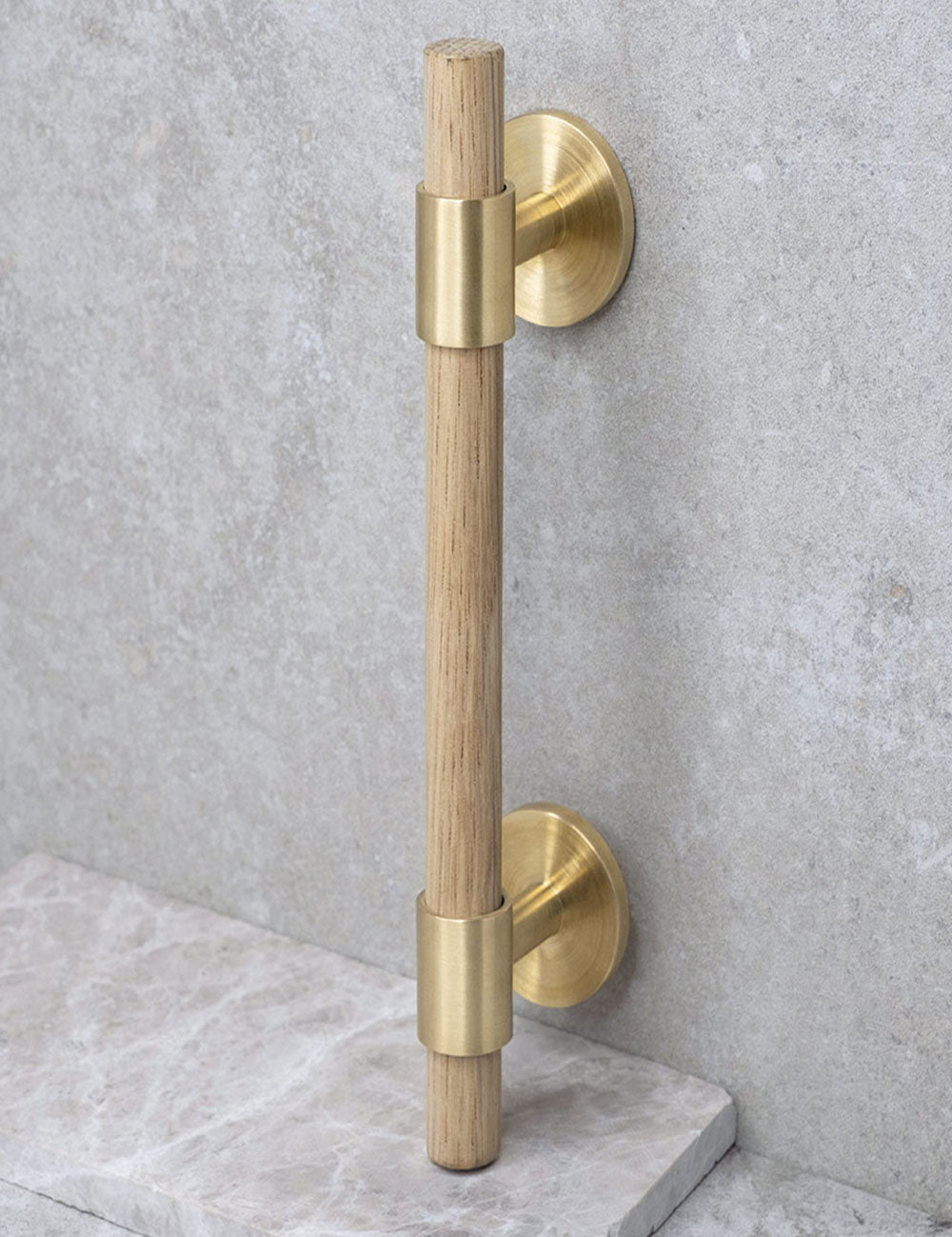 Oak. Luxury cabinet hardware made of solid brass by BRANDT Collective.