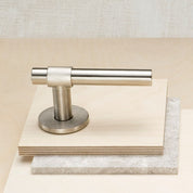 SIGNATURE door handle in Brushed Nickel/Brushed Nickel. Modern door hardware made of solid brass by BRANDT Collective.