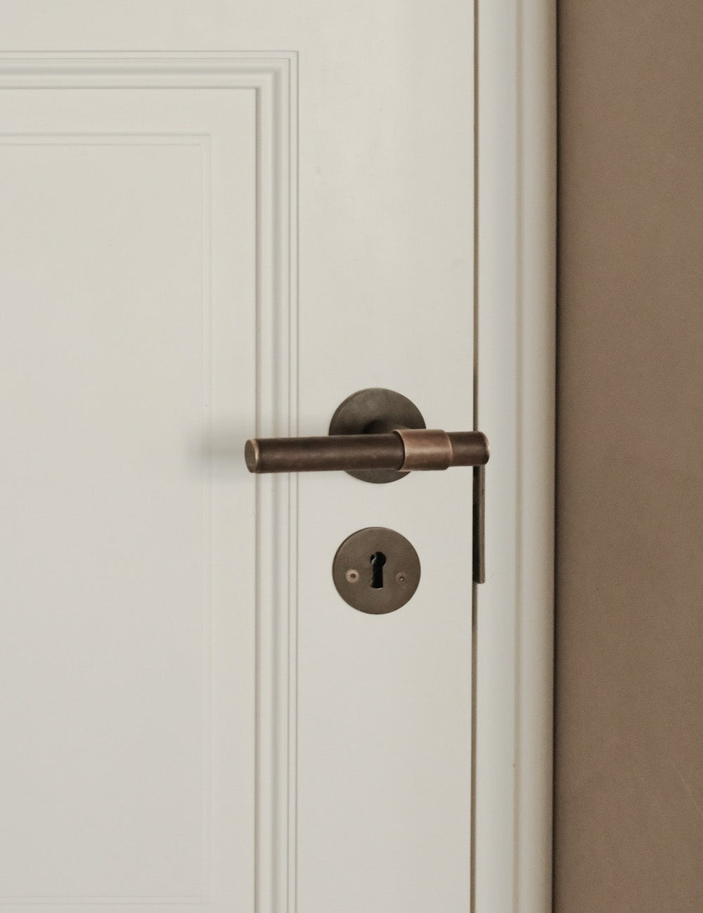 Burnished Brass. Modern door hardware made of solid brass by BRANDT Collective.