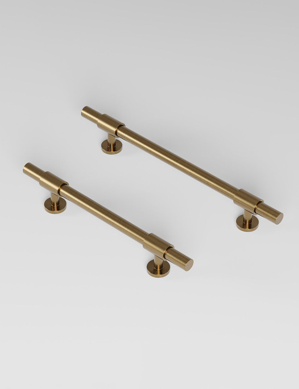 SIGNATURE slim pull bar handle 150 mm in Satin Brass/Satin Brass. Luxury cabinet hardware made of solid brass by BRANDT Collective. 