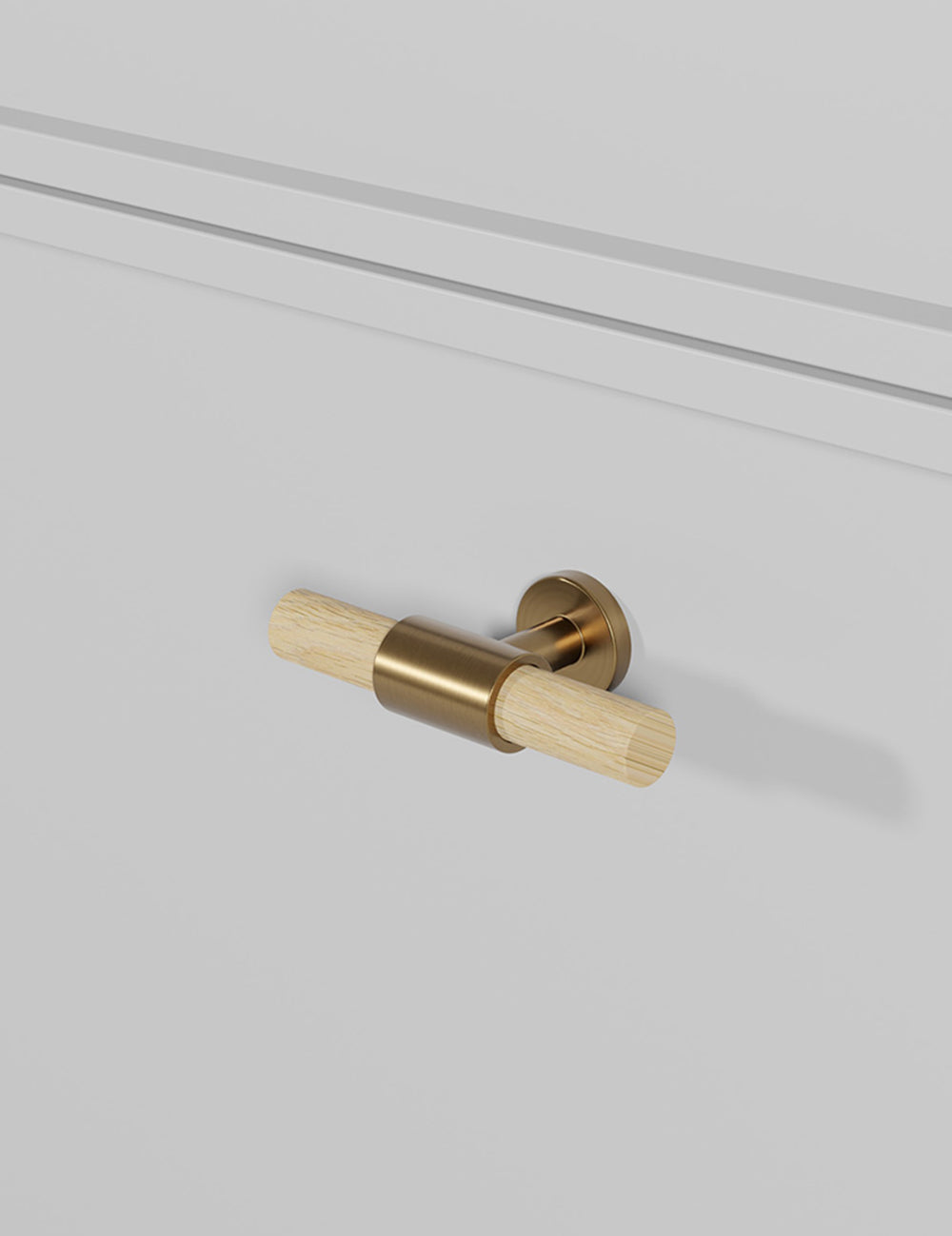 Oak. Modern kitchen hardware made of solid brass by BRANDT Collective.