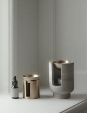 Aura oil burner in satin brass from BRANDT