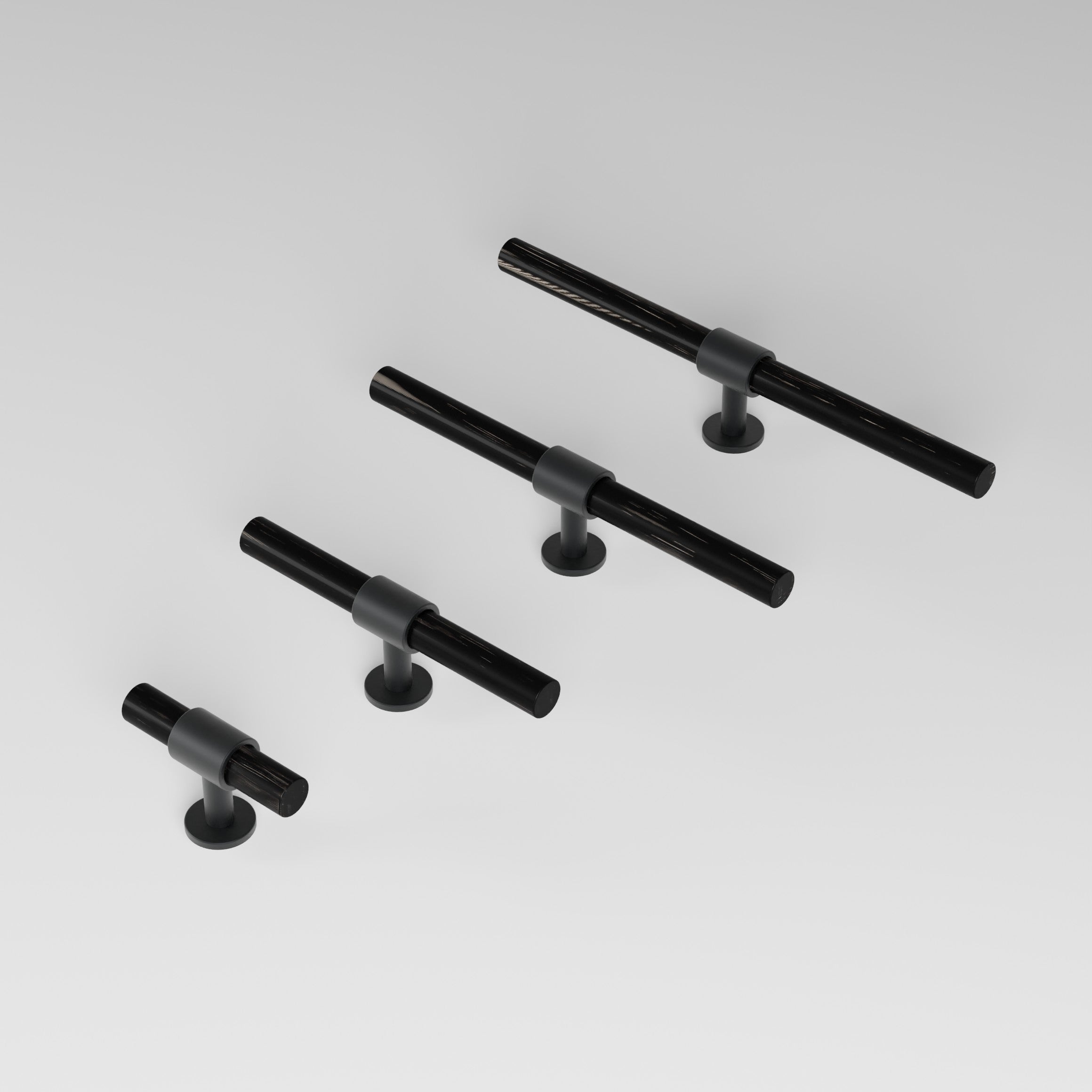 SIGNATURE 20 T-bar 113 mm in nearly black and black horn by BRANDT Collective luxury cabinet hardware