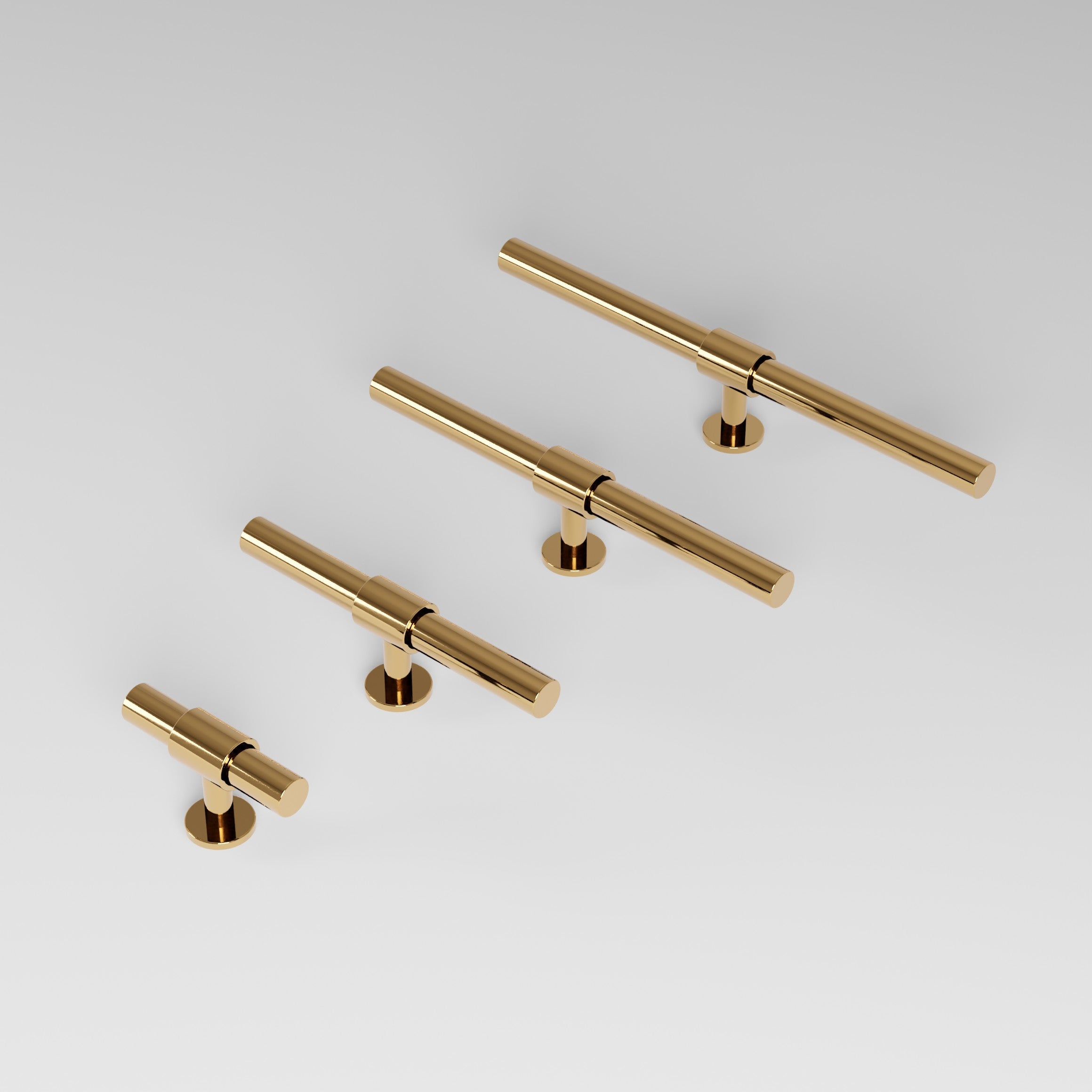 SIGNATURE 20 T-bar 113 mm in polished brass by BRANDT Collective luxury cabinet hardware