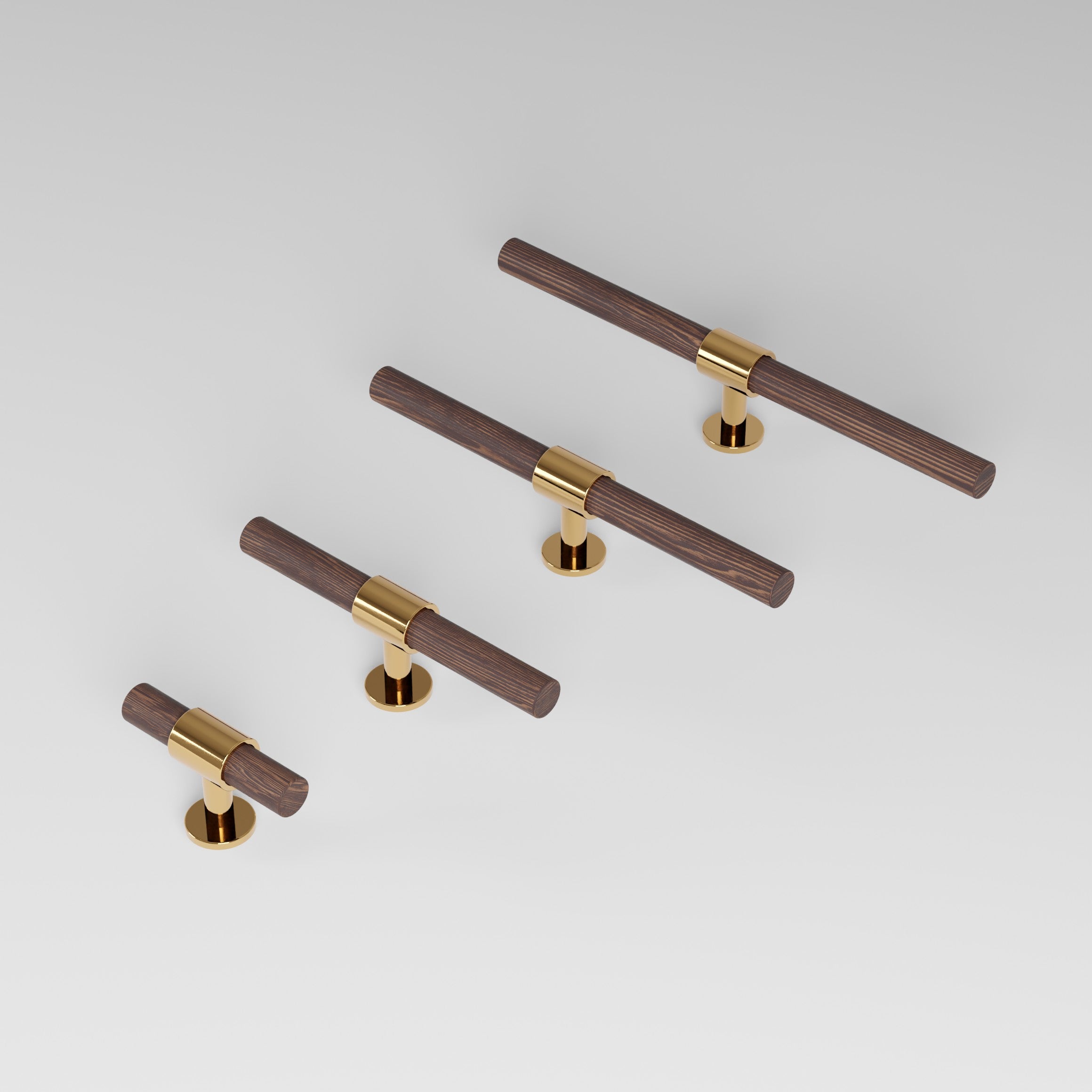 SIGNATURE 20 T-bar 113 mm in polished brass and wenge by BRANDT Collective luxury cabinet hardware