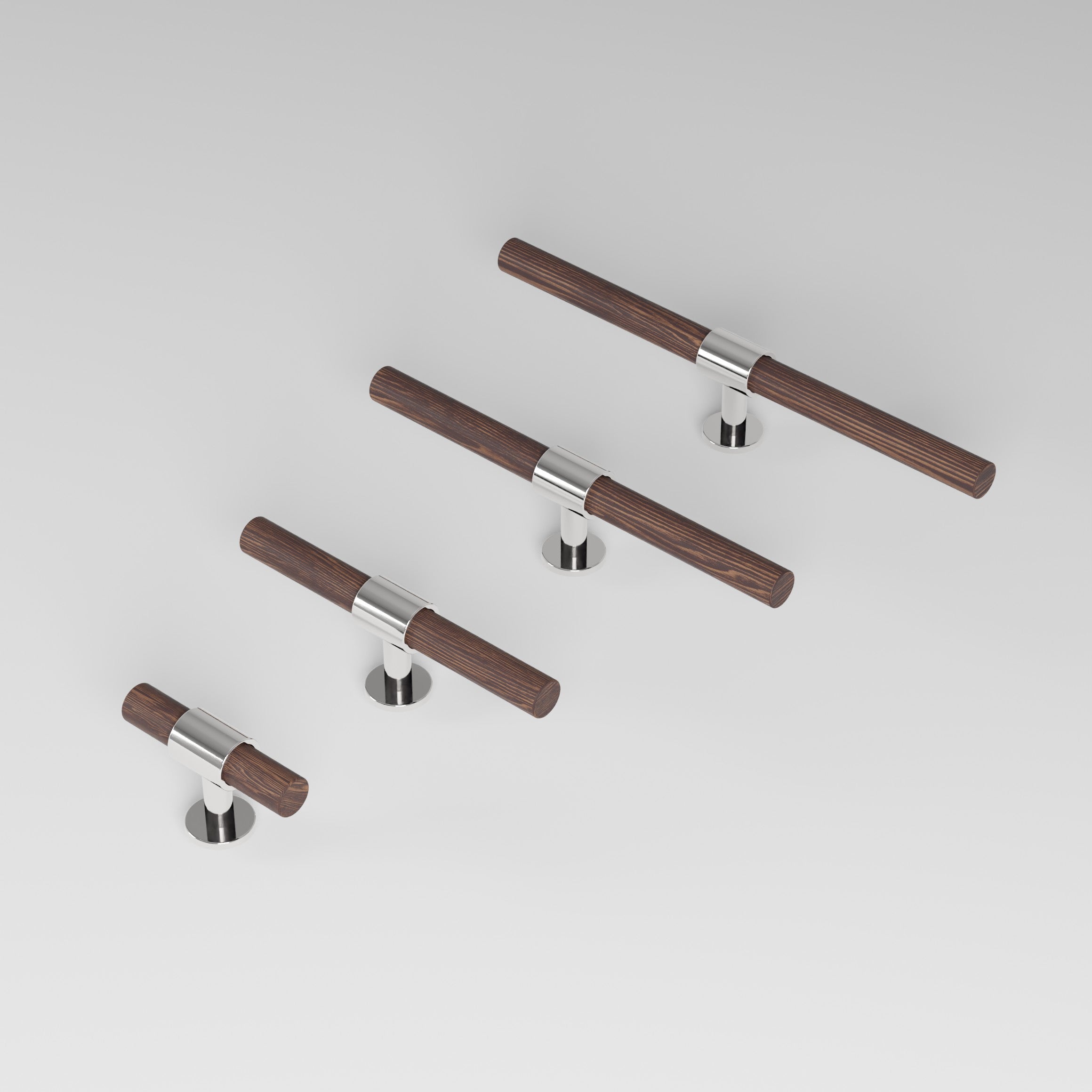 SIGNATURE 20 T-bar 113 mm in polished nickel and wenge by BRANDT Collective luxury cabinet hardware