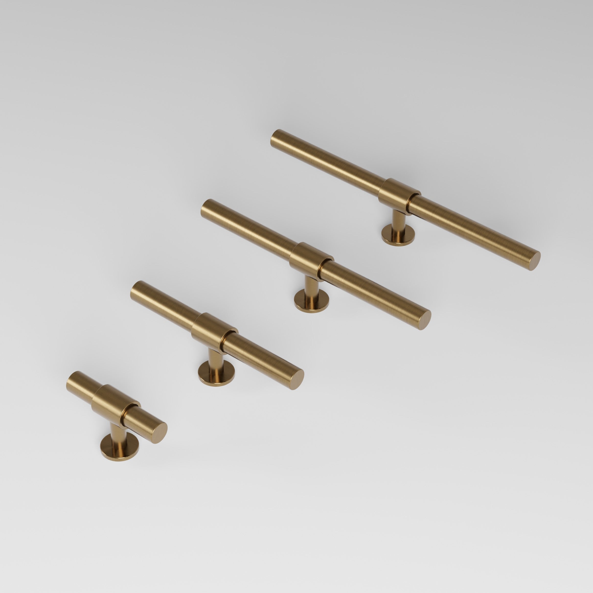 SIGNATURE 20 T-bar 113 mm in brushed brass by BRANDT Collective luxury cabinet hardware