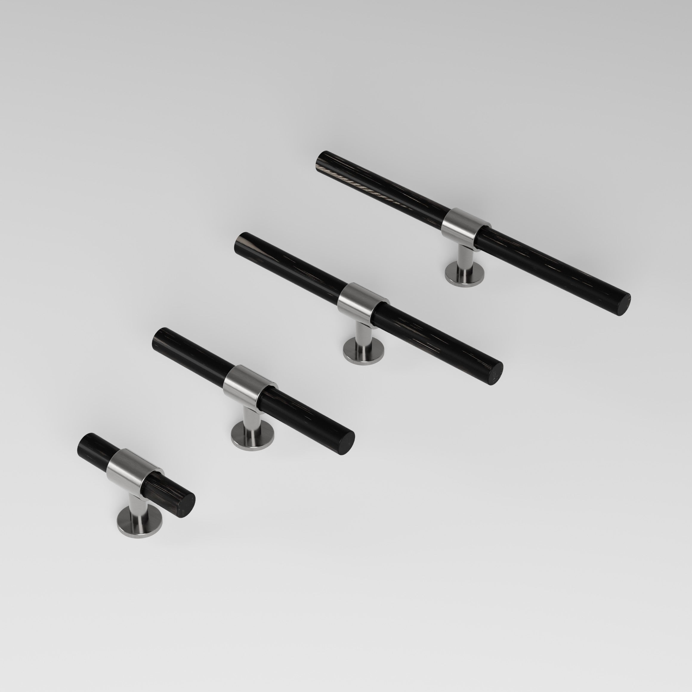 SIGNATURE 20 T-bar 113 mm in brushed nickel and black horn by BRANDT Collective luxury cabinet hardware