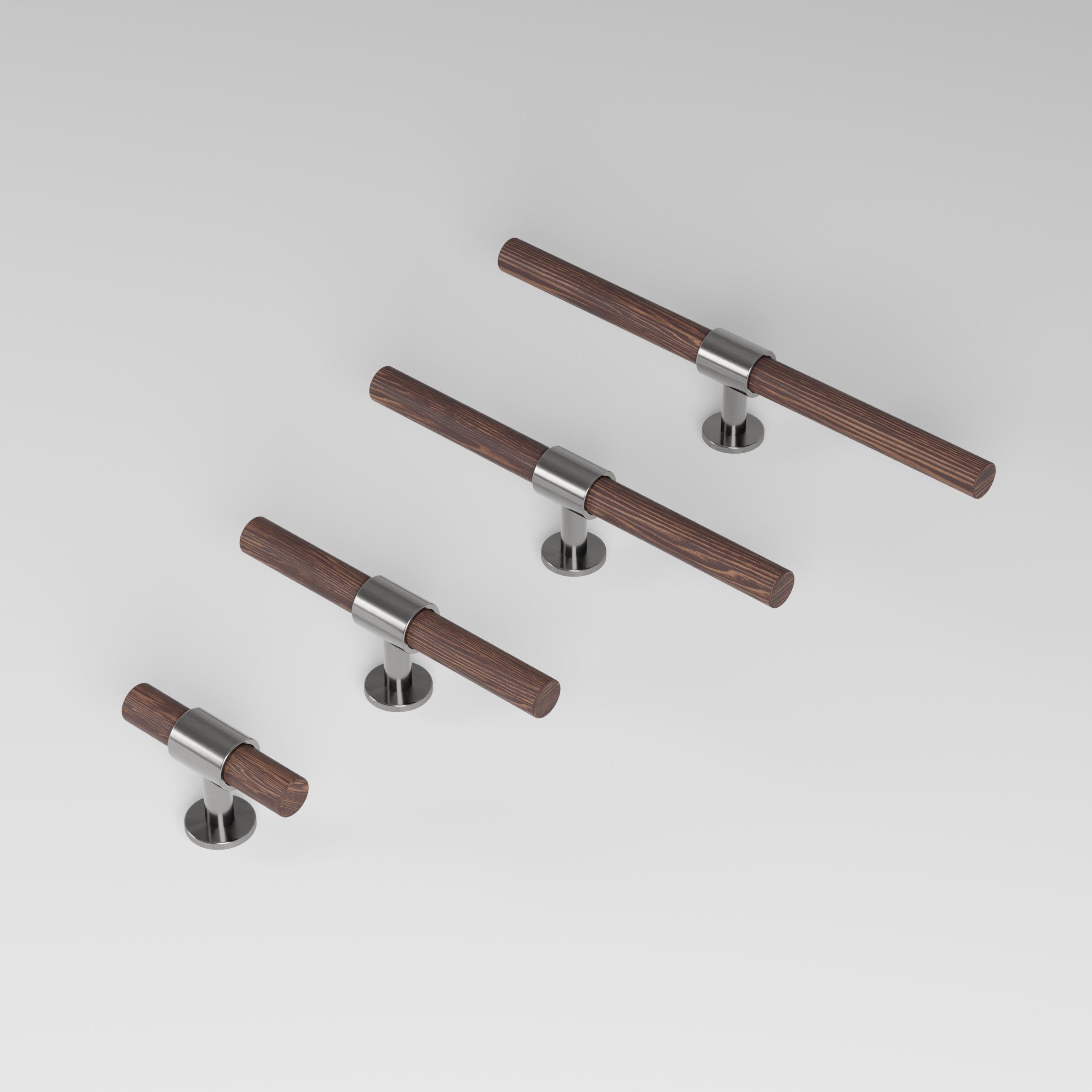 SIGNATURE 20 T-bar 113 mm in brushed nickel and wenge by BRANDT Collective luxury cabinet hardware