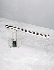 SIGNATURE toilet roll holder in Polished Nickel. Luxury bathroom hardware made of solid brass by BRANDT Collective.