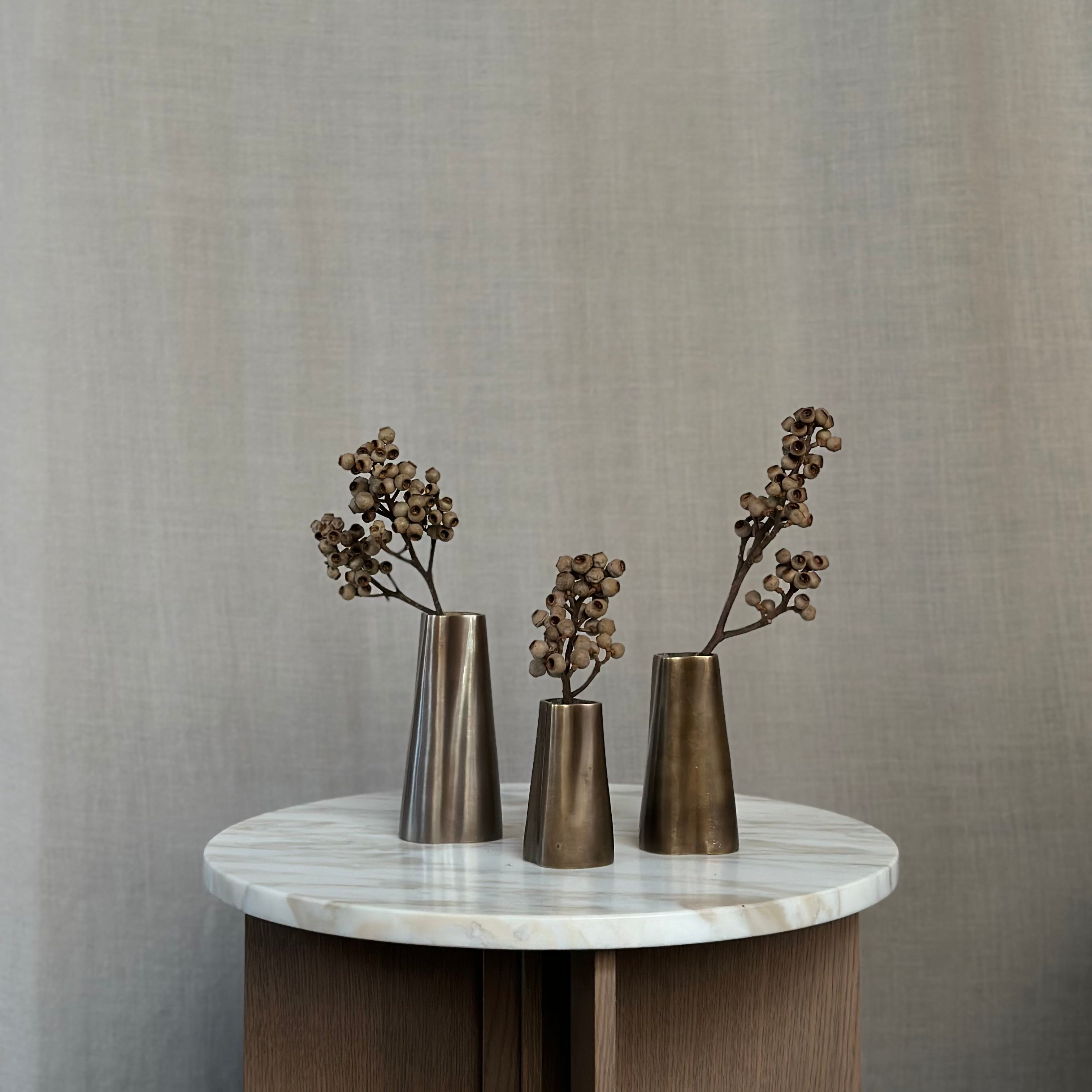 TRUNK vase in burnished brass. Designed by Julie Brandt for BRANDT Collective