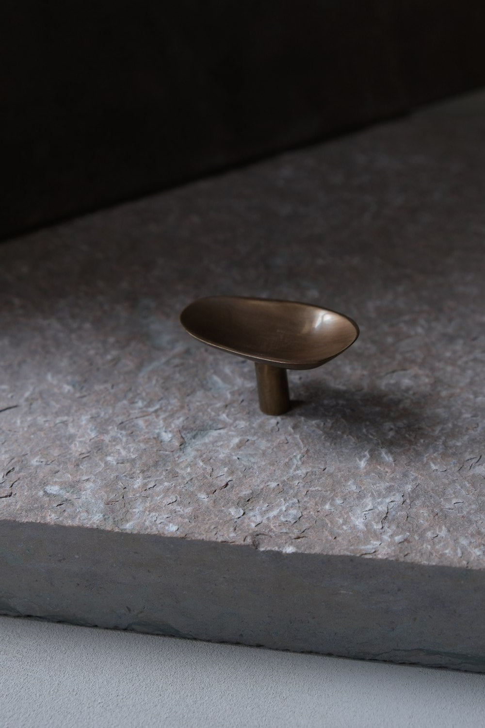 VALE knob oval in burnished brass made of solid brass and designed by Julie Brandt for BRANDT Collective