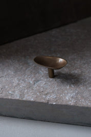 VALE knob oval in burnished brass made of solid brass and designed by Julie Brandt for BRANDT Collective